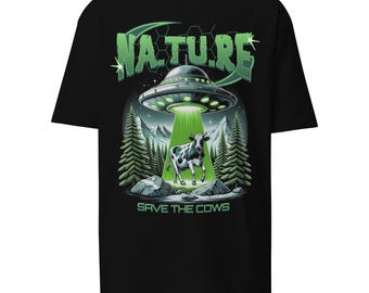 Camiseta de vaca con abducción OVNI – Algodón orgánico, respetuosa con el medio ambiente