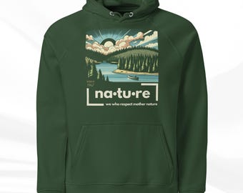 Sudadera con capucha y estampado de naturaleza / Suéter de mezcla de algodón orgánico