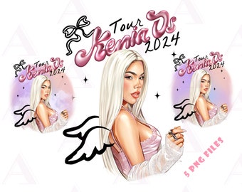 Kenia OS PNG Clipart, Kenini Crush Artwork, Pink Aura Tour 2024 Merch, Kenia Stickers clipart, Kenia Os 2024 Concert print Shirt