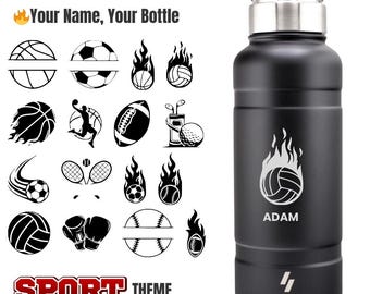 Personalized 3 Stainless Steel Water Bottle, Double-Wall Insulated, Leakproof Wide Mouth