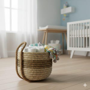 Kans Grass Jute Style Double-Tone Basket with Extended Handles