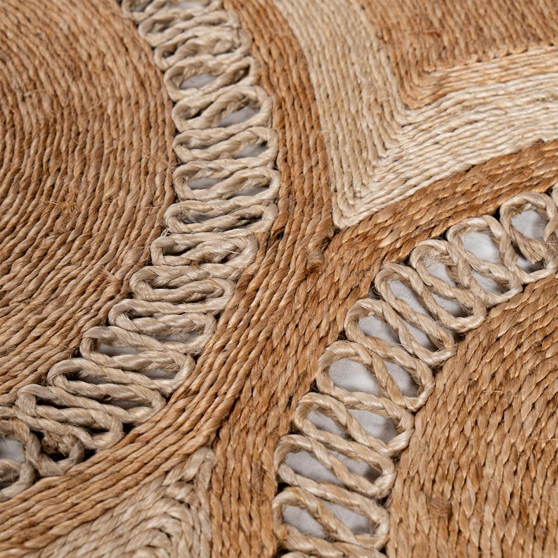 Handwoven Jute Floor Rug Mat Natural Fiber Eco Friendly Boho Home Décor | Organic Handmade by Women Artisans bild 8