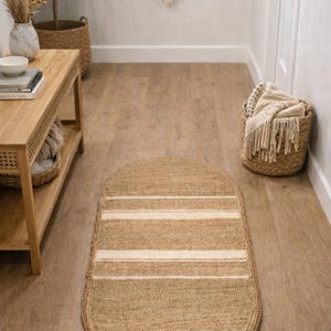 Hand Woven Jute Entryway Mat – Natural Oval Rug | Eco-Friendly | Crafted by Her 27" x 51"