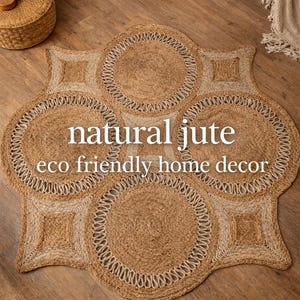 Handwoven Jute Floor Rug Mat Natural Fiber Eco Friendly Boho Home Décor | Organic Handmade by Women Artisans bild 6