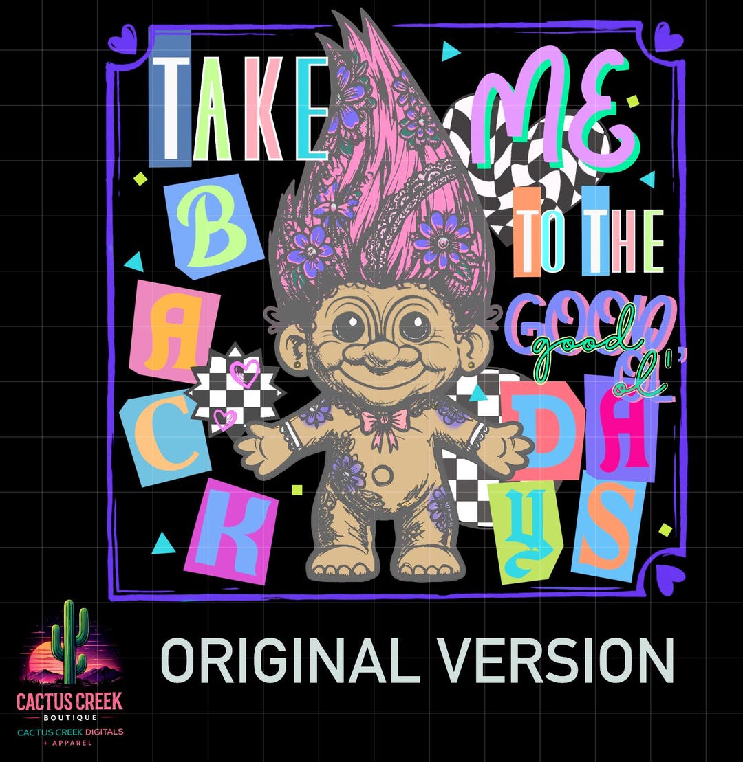 Retro Nostalgic Design Troll Doll Pink Hair Design Colorful Custom - Etsy