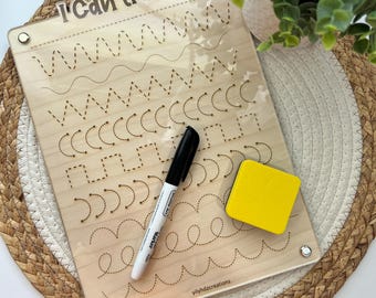 Tablero de aprendizaje de borrado en seco, tablero de borrado en seco, tablero de borrado en seco Montessori, tablero de borrado en seco para educación en el hogar, tablero de borrado en seco reutilizable, regalos para niños