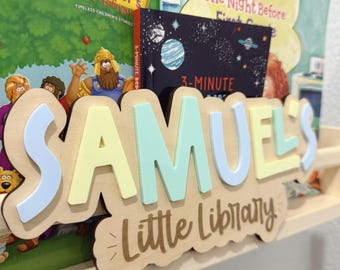 Personalized Kids Library Sign, Custom Children's Library Sign, Personalized Little Library Sign, Book Nook Corner, Kids Room Library Sign.