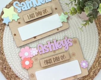 Custom First And Last Day Of School Sign, School Photo Prop, Interchangeable School Sign, Personalized Girl And Boy Back To School Sign.