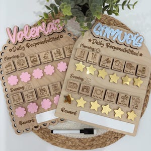 Kinder personalisierte Chore Chart, tägliche Chore Chart für Kinder, Hölzerne Belohnung Chore Chart für Kinder, Sterne Chart, tägliche Aufgaben Chart für Kinder