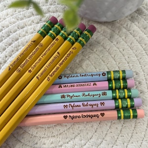 Lápices amarillos personalizados, lápices grabados personalizados, lápices grabados de Ticonderoga, lápices para la vuelta al cole, lápices personalizados, lápices para niños