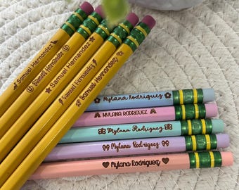 Personalized Yellow Pencils, Personalized Engraved Pencils, Ticonderoga Engraved Pencils, Back To School Pencils, Custom Pencils,Kids Pencil