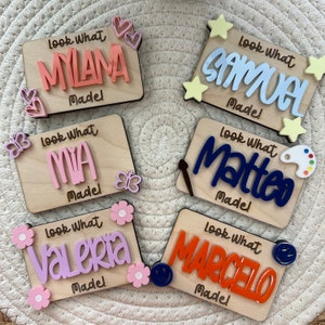 Look What I Made Fridge Magnets, Personalized Look What I Made Magnets, Kids Name Art Work , Children&#39;s Art Display Magnet, Kids Art work.