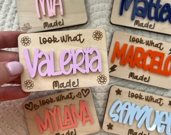 Look What I Made, Kid&#39;s Art Display Fridge Magnet, Look What I Made flower Fridge Magnets, Kids Name Art Work, Children&#39;s Art Display Magnet