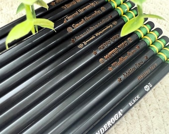 Personalized Black Ticonderoga Pencils, Custom Engraved Pencils, Ticonderoga Yellow Pencils, Back To School Pencils, Custom Holo Pencils.