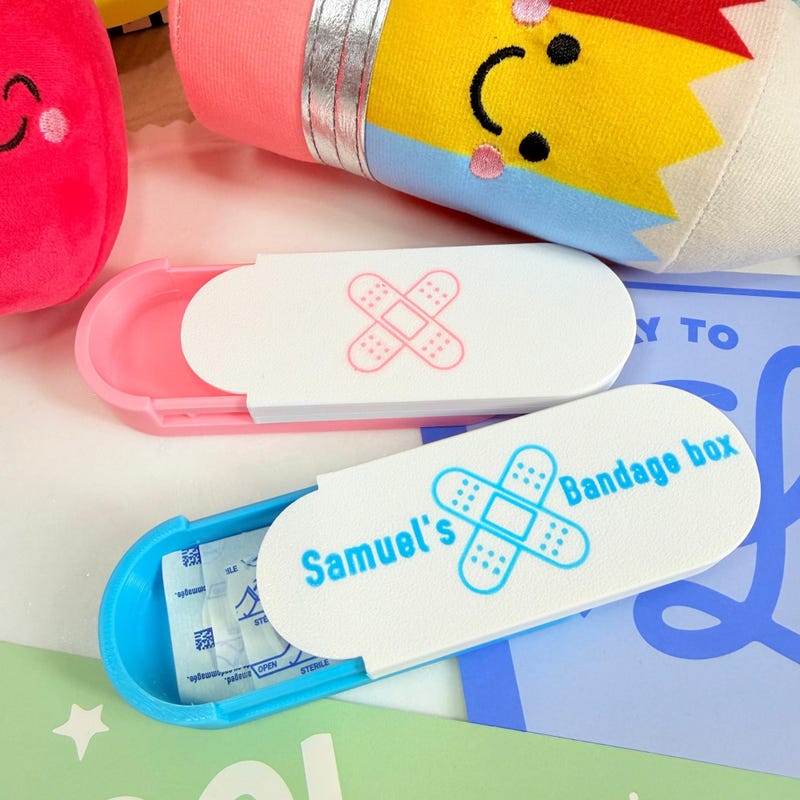 Personalized 3D Bandage Holder, 3D First Aid Case for Kids Backpack, Custom Bandage Case, Custom School Safety Kit, Travel Bandage Holder