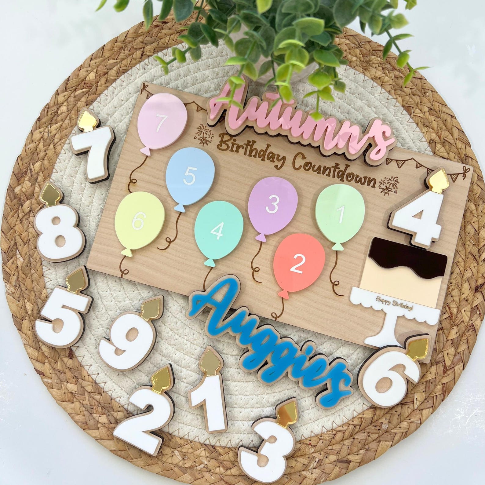 Birthday Week Countdown, Kids Birthday Countdown Sign, Wooden Birthday ...