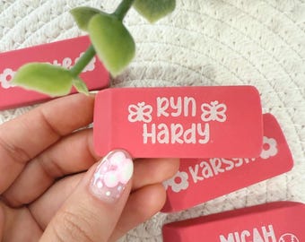 Back to School Personalized Pink Eraser For Kids, Engraved Erasers For School, Personalized Pink Eraser, Pink Pearl Erasers For School.