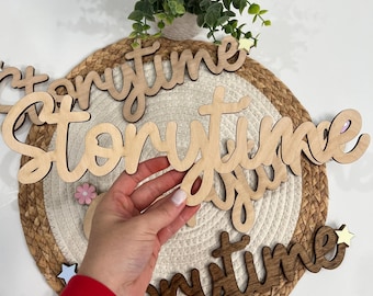Storytime Sign For Kids, Kids Playroom Sign, Kids wooden Room Sign, Boy Room Sign,  Kids Library Sign, Reading Corner Sign, Kids Room Sign.