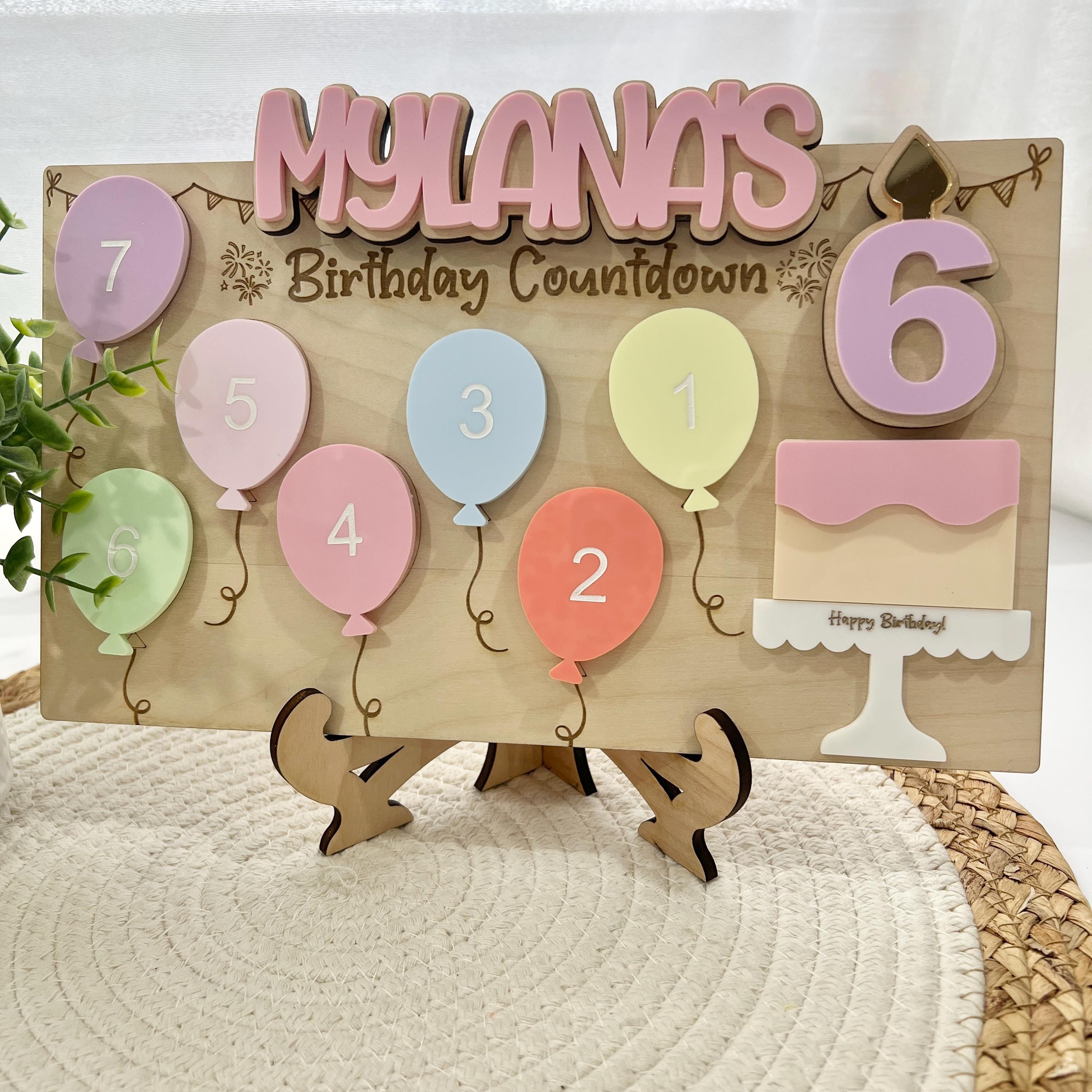 Birthday Week Countdown, Kids Birthday Countdown Sign, Wooden Birthday ...