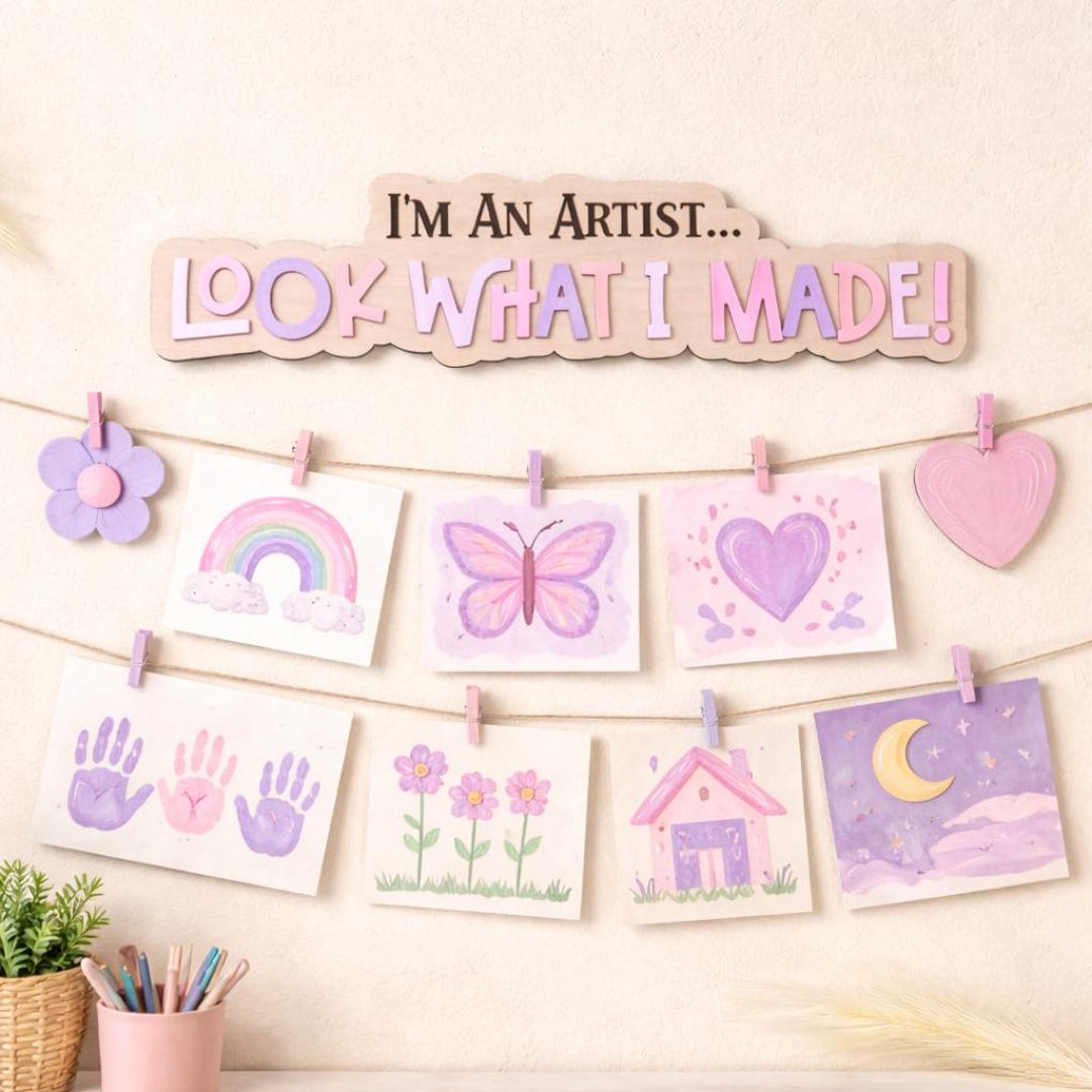 Custom Kids Art Display Sign, Look What I Made Kids Artwork Sign, Kids ...