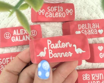 Custom Pink Eraser For Kids, Engraved Erasers For School, Personalized Pink Eraser, Pink Pearl Eraser For School, Erasers For Back to School