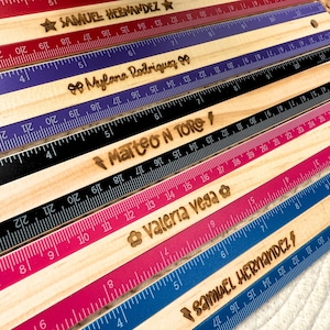 Personalized Wooden Ruler For Kids, Custom Engraved Colored Ruler For Kids, Back To School Supplies For Kids, Engraved Ruler For Teachers.