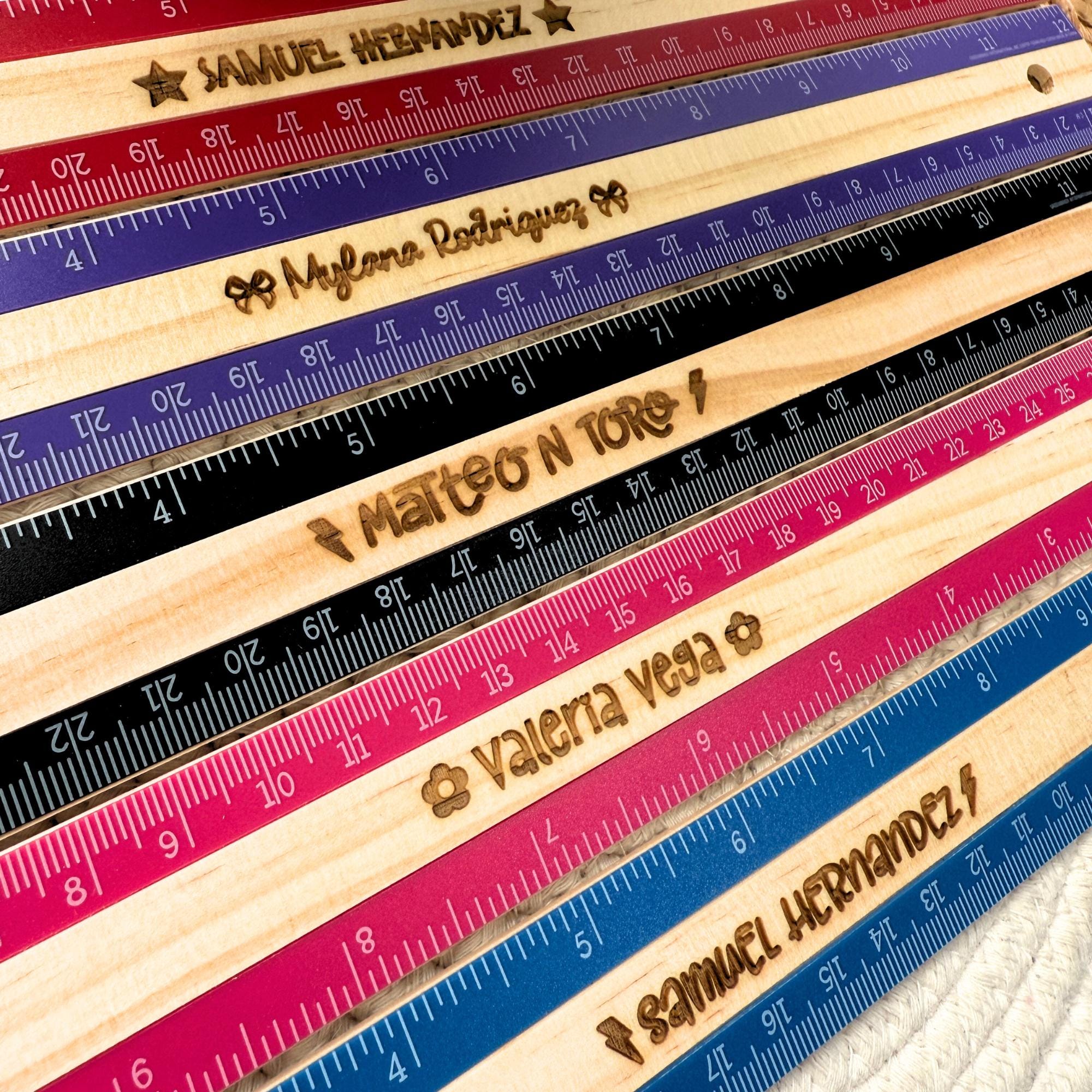 Engraved Ruler Plastic Personalized Wooden Ruler for Kids, Custom Engraved Colored Ruler for ...