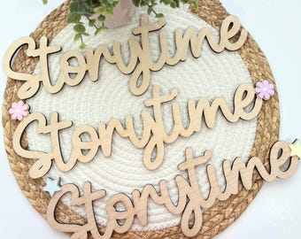 Storytime Wall Sign For Kids, Playroom Sign, Kids wooden Room Sign, Boy Room Sign,  Kids Library Sign, Reading Corner Sign, Kids Room Sign.