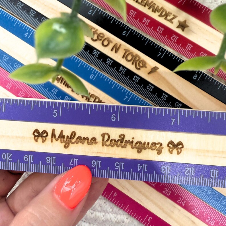 Engraved Ruller Personalized Wooden Ruler for Kids, Custom Engraved Colored Ruler for ...