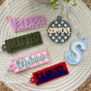 Benutzerdefinierte Rucksack Anhänger, Schlüsselbund für Kinder, personalisierte Acryl Taschenanhänger, Lunch Box Anhänger für Kinder, Rucksack Namensschild für Kinder, Kinder Name Schlüsselbund
