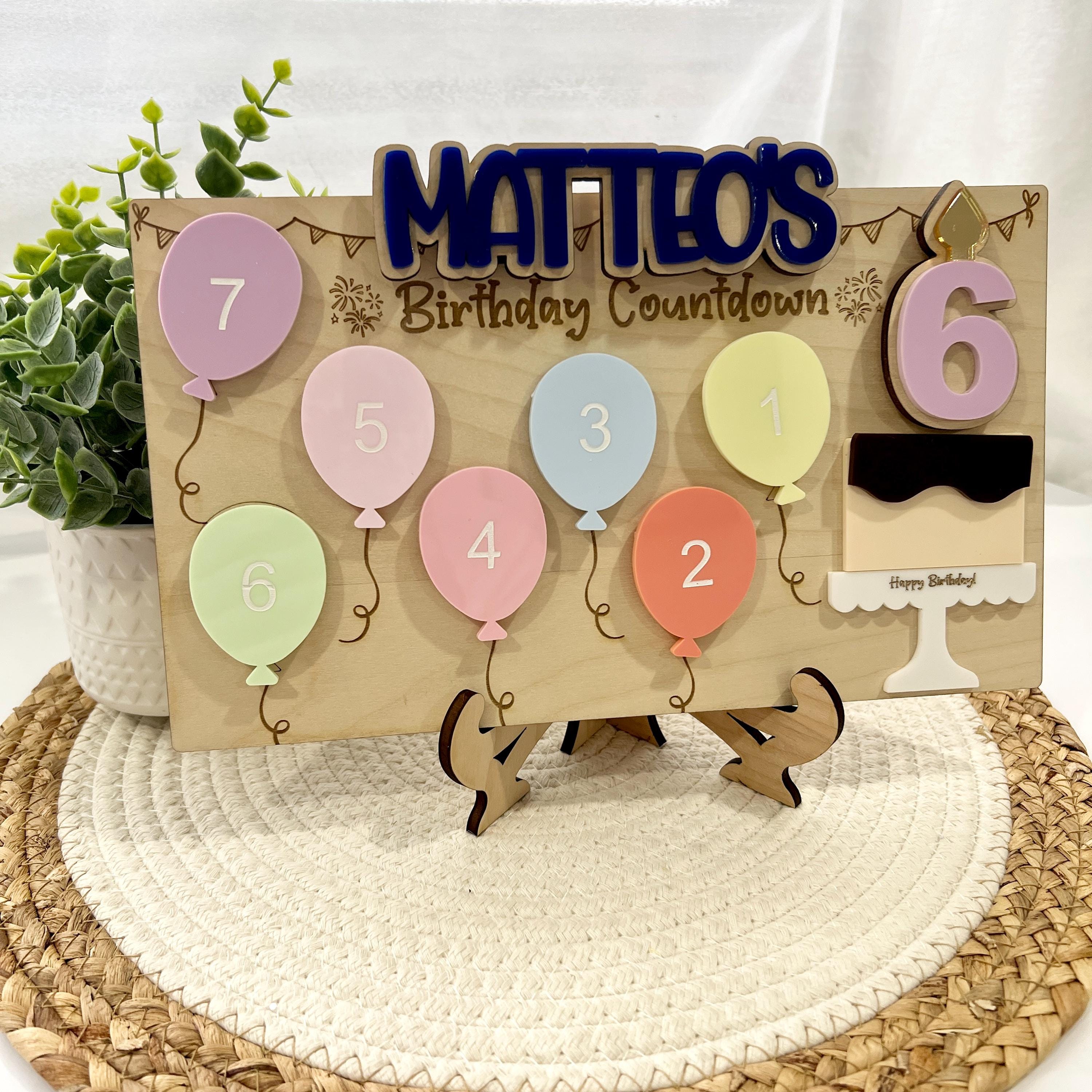 Birthday Week Countdown, Kids Birthday Countdown Sign, Wooden Birthday ...