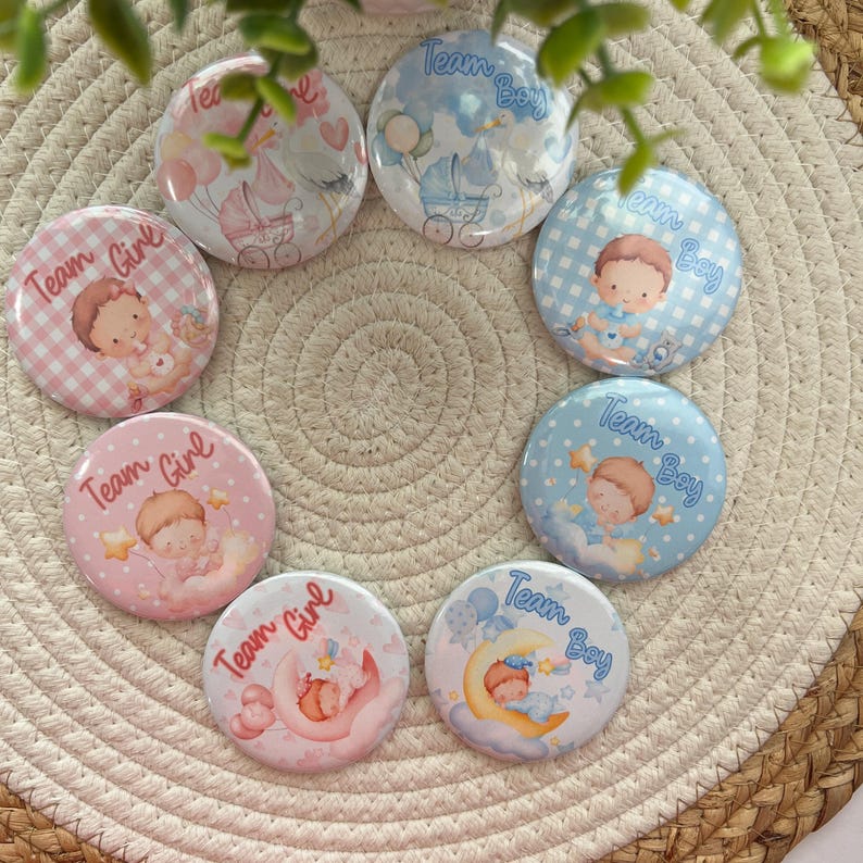 Gender Reveal Custom Pin Button, Team Boy Pin Button, Team Girl Pin ...