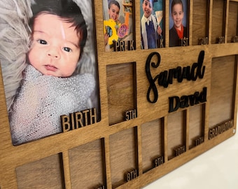 Personalized School Years Photo Frame, Birth-12 PreK-12 Photo Frame, Custom School Picture Frame, Graduation and School Years Photo Frame.
