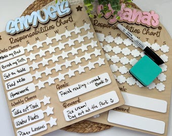 Chore Chart For Kids, Daily Chore Chart For kids, Wooden Reward Chore Chart For Kids, Kids Chore Chart, Kids Daily Responsibilities Board.