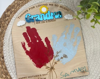 DIY Mother's Day Handprint Sign, Kids Drawing Sign, Gift for Grandma, Gift for Mom, Mother's Day Gifts From Kids, Best Mom DYI Hand Sign