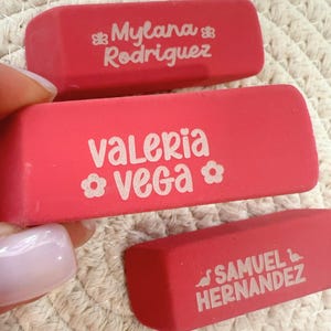 Engraved Erasers For School, Personalized Erasers For Kids, Personalized Pink Eraser, Pink Pearl Erasers For School, Back to School Erasers.