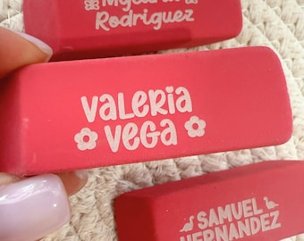 Engraved Erasers For School, Personalized Erasers For Kids, Personalized Pink Eraser, Pink Pearl Erasers For School, Back to School Erasers.