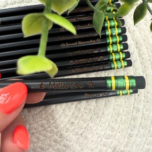 Custom Black Ticonderoga Pencils, Personalized Engraved Pencils, Ticonderoga Yellow Pencils, Back To School Pencils, Custom Holo Pencils.