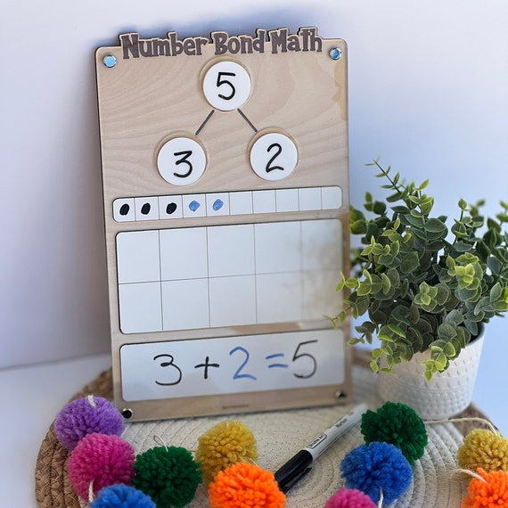 Number Bonds Math, Part Part Whole Board, Kindergarten Math, Number Sense, kindergarten Math Practice Board, Montessori Math Board, Addition