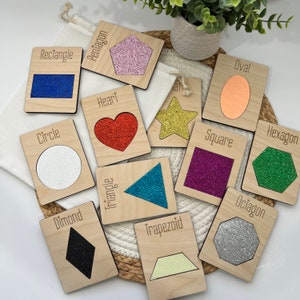Tarjetas flash con formas de madera para niños Recursos educativos Tarjetas flash con formas Montessori para niños Escuela en casa Tarjetas didácticas de aprendizaje Montessori