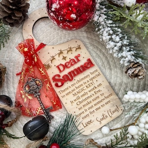 Der magische Schlüssel des Weihnachtsmanns Türhänger, personalisierter magischer Schlüssel des Weihnachtsmanns Türhänger für Kinder, Heiligabend Box, Weihnachtstürhänger, Weihnachtszauberschlüssel