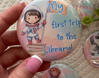 Kids Pin Button,  Pin Buttons For kids, Personalized Kids Pin Buttons, My First Trip Pin Buttons, Family Name Badges Pin back Buttons.