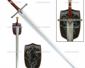 CUSTOM Handmade Stainless Steel The CHRONICLES Of NARNIA Prince Caspian Sword Replica Gold Color with Wall Plaque Christmas Gift For Him