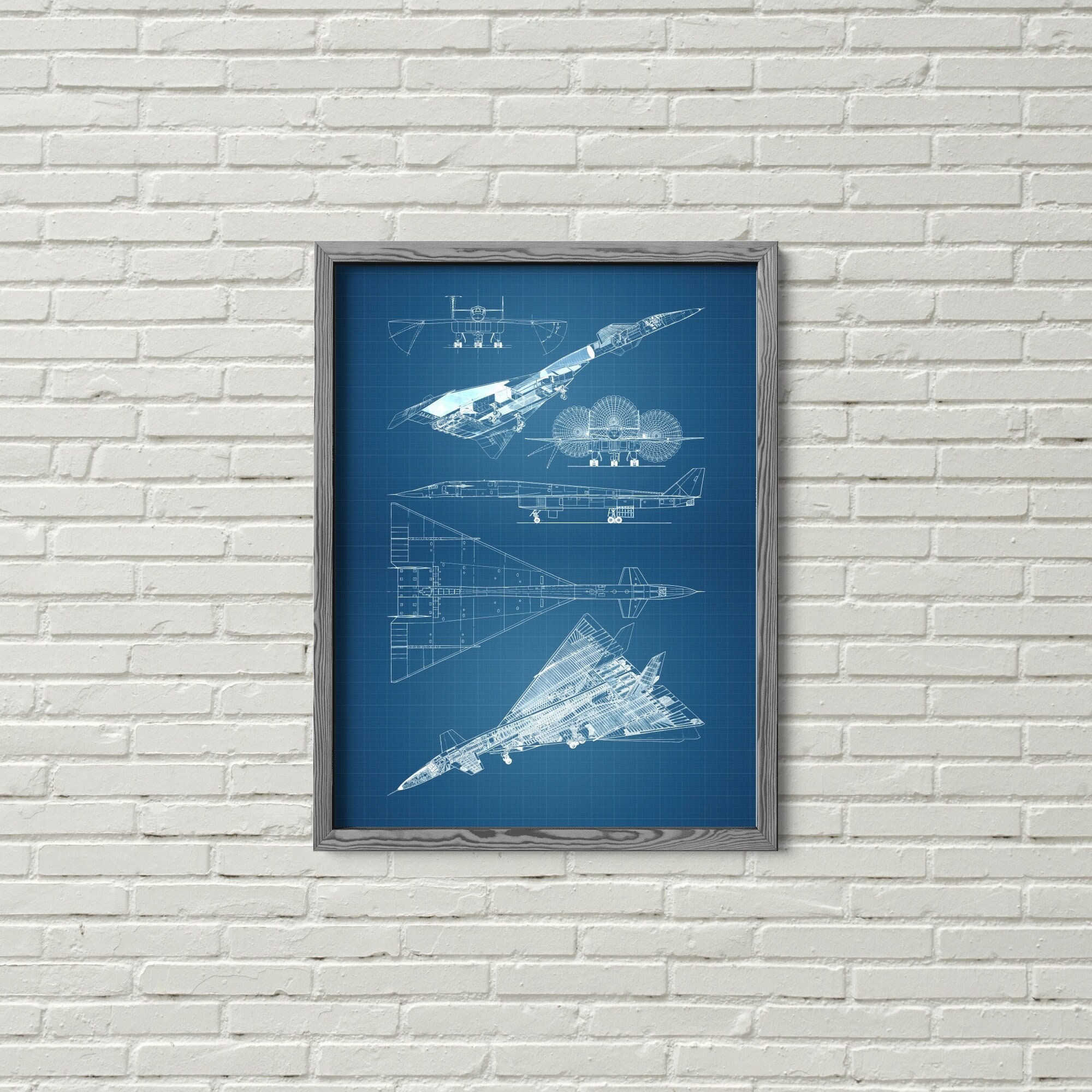 Digital Poster, INSTANT DOWNLOAD, Decorative Wall Art Blueprint airplane “XB-70 Valkyrie aircraft”