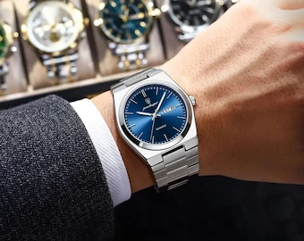 Gift for Him: Luxury and elegant men's watch premium stainless steel and sapphire crystal watch minimalist design limited edition