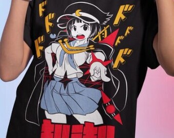 ユニセックスキルラキル纏流子アニメTシャツ、マンガワイフシャツ