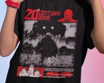 20世紀 単独 少年へ グッズ Tシャツ ブラック 黒 Lサイズ ユニセックス Tシャツ 僕らはみんなともだち - 20世紀少年 浦沢直樹 T