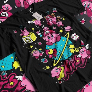 T-shirt unisex premium Kirby Face Classic Retro Gaming Halloween