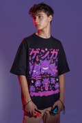 Gengar Ghastly T-Shirt, Ghost Type element Silhouette, Video Game T-Shirt, Japanese Anime