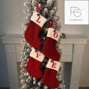Personalized Knit Monogram Christmas Stockings - Small Double-Sided Fireplace Hanging Stockings for Xmas Party & New Year Decor